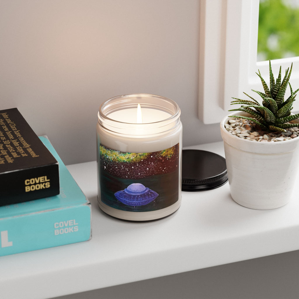 Space UFO Soy Candle — 9oz Scented Jar, Cosmic Night Aromatherapy Gift