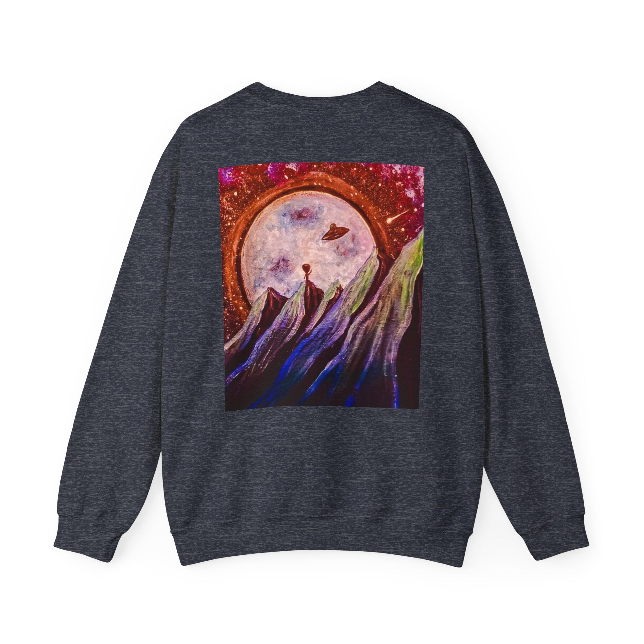Cosmic Adventure Crewneck Sweatshirt - Unisex Heavy Blend, Galaxy Art, Starry Night Fashion, Space Lover Gift, Cozy Casual Wear