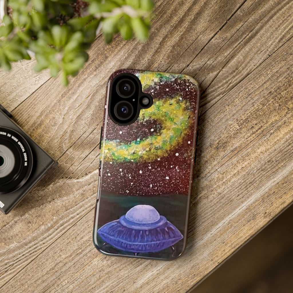 Galaxy UFO Phone Case — Hand-Painted Cosmic Alien Space Design