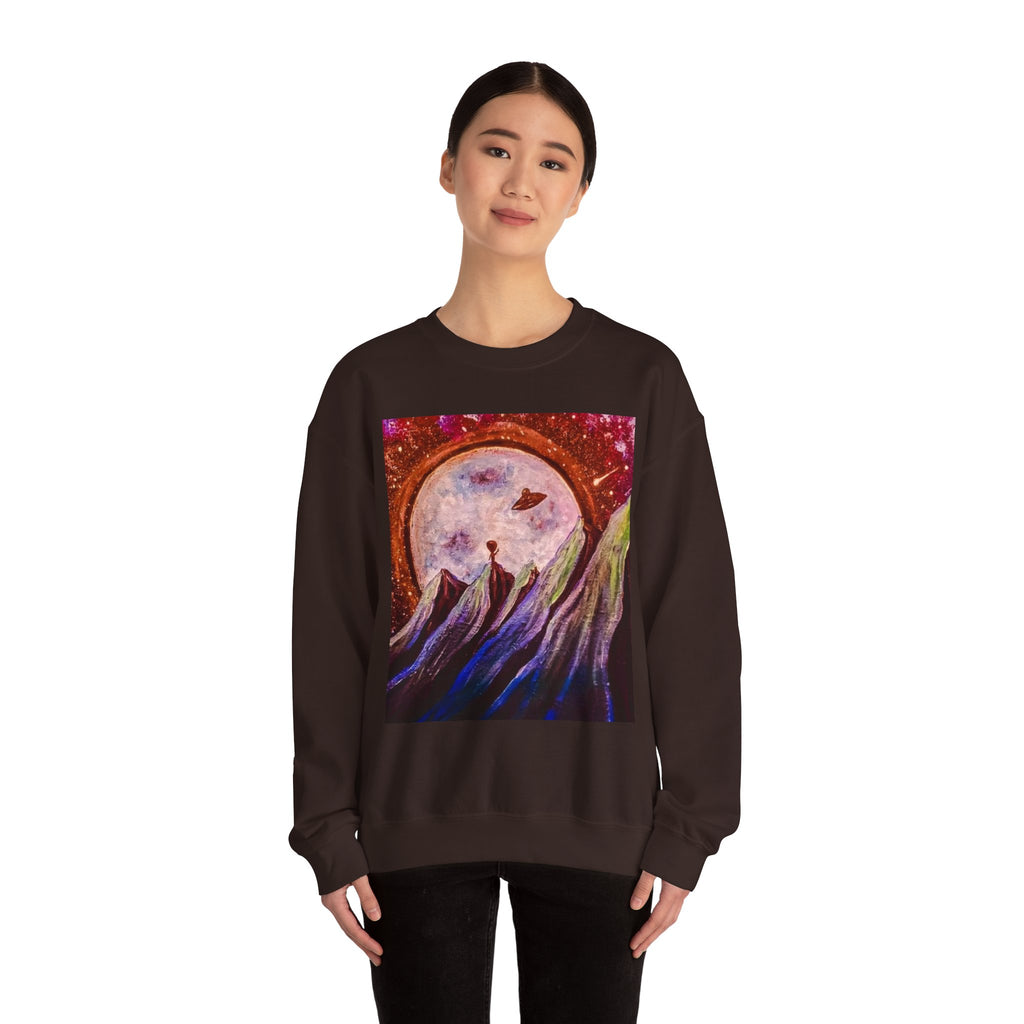 Cosmic Adventure Crewneck Sweatshirt - Unisex Heavy Blend, Galaxy Art, Starry Night Fashion, Space Lover Gift, Cozy Casual Wear