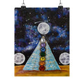 Chakra Pyramid Moon Matte Poster — Cosmic Spiritual Wall Art