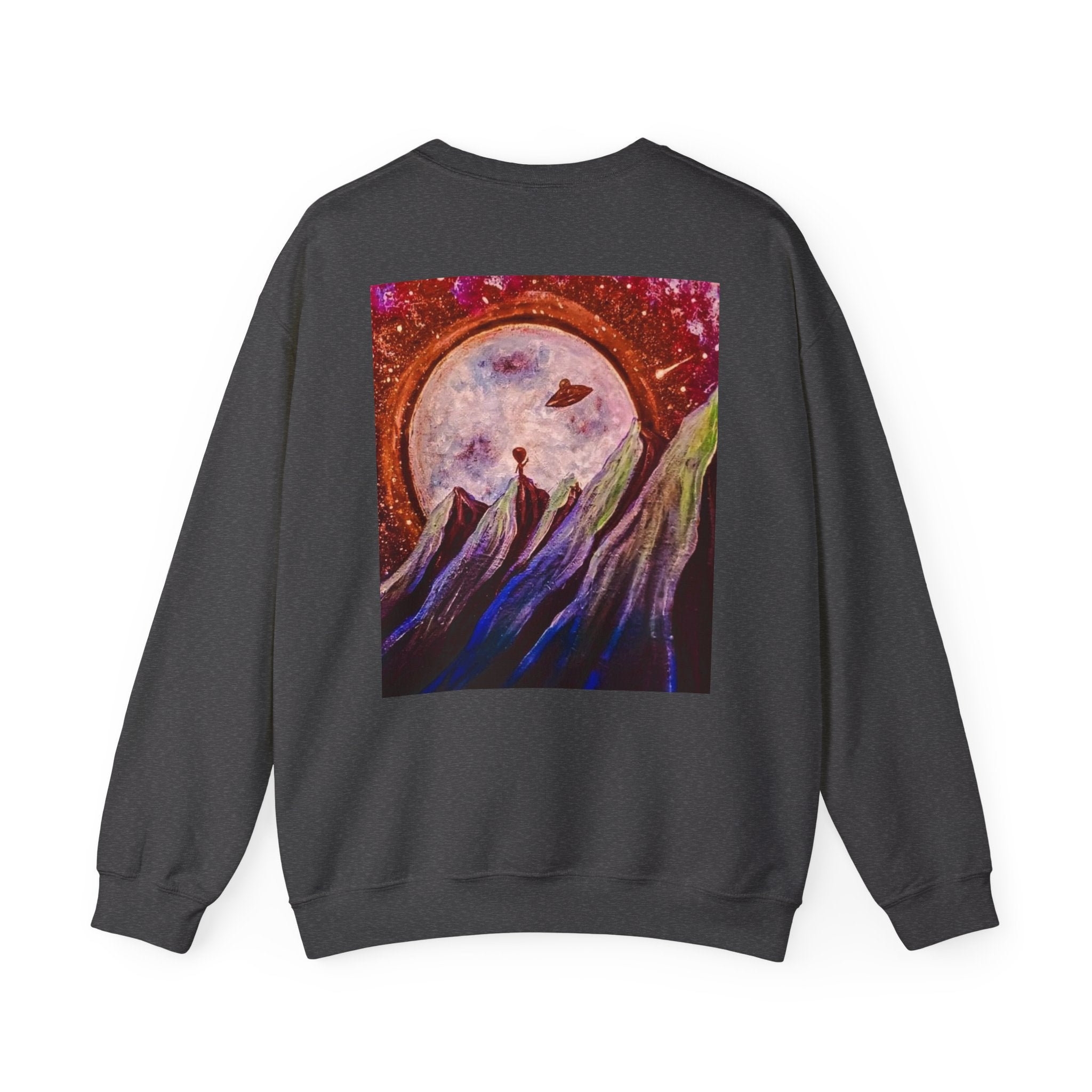 Cosmic Adventure Crewneck Sweatshirt - Unisex Heavy Blend, Galaxy Art, Starry Night Fashion, Space Lover Gift, Cozy Casual Wear