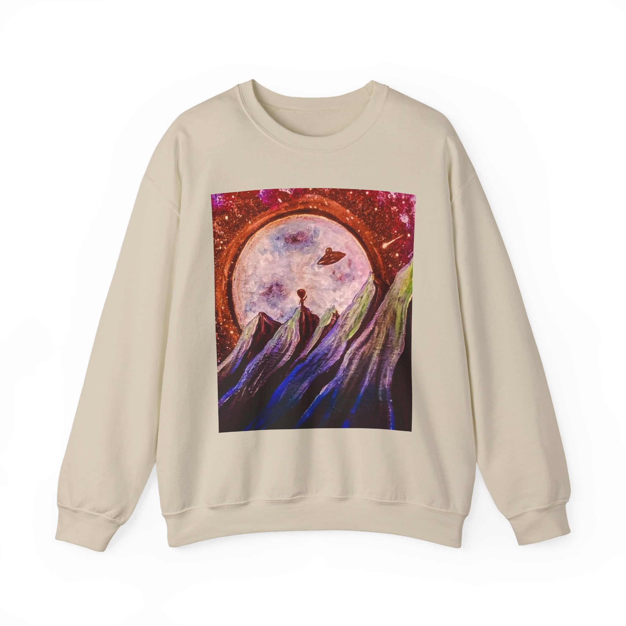 Cosmic Adventure Crewneck Sweatshirt - Unisex Heavy Blend, Galaxy Art, Starry Night Fashion, Space Lover Gift, Cozy Casual Wear