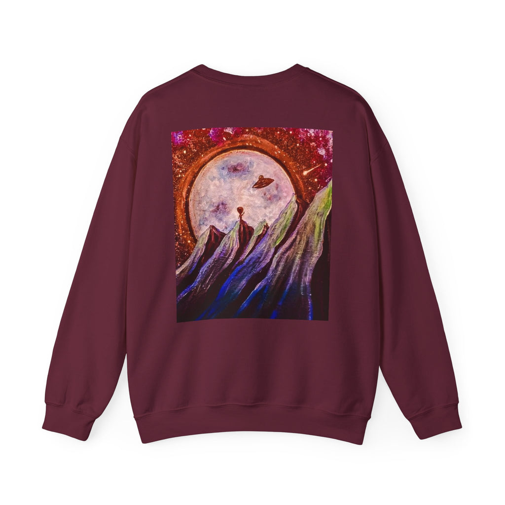 Cosmic Adventure Crewneck Sweatshirt - Unisex Heavy Blend, Galaxy Art, Starry Night Fashion, Space Lover Gift, Cozy Casual Wear