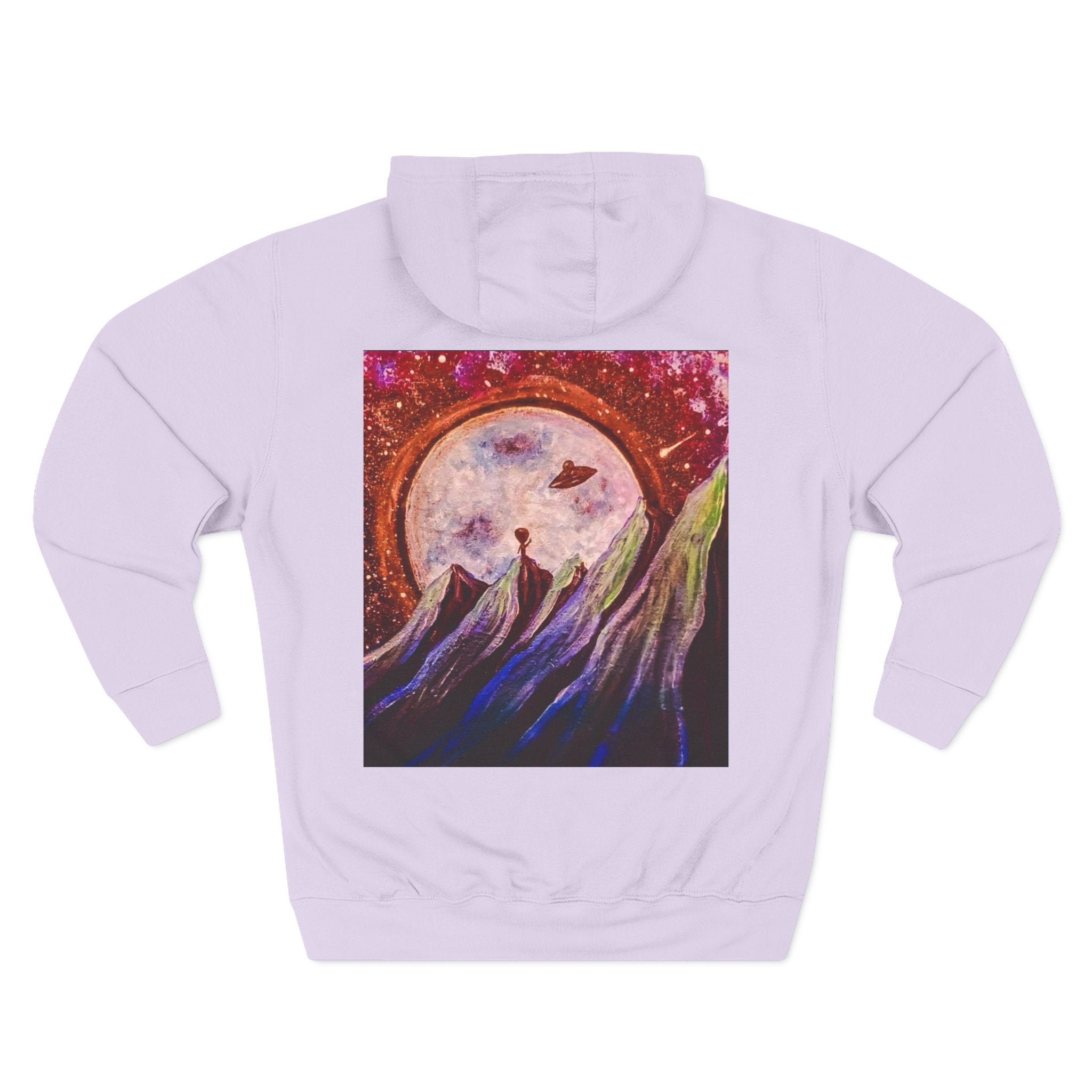 Moonlit Mountain Hoodie — Surreal Nightscape Art Fleece Hoodie