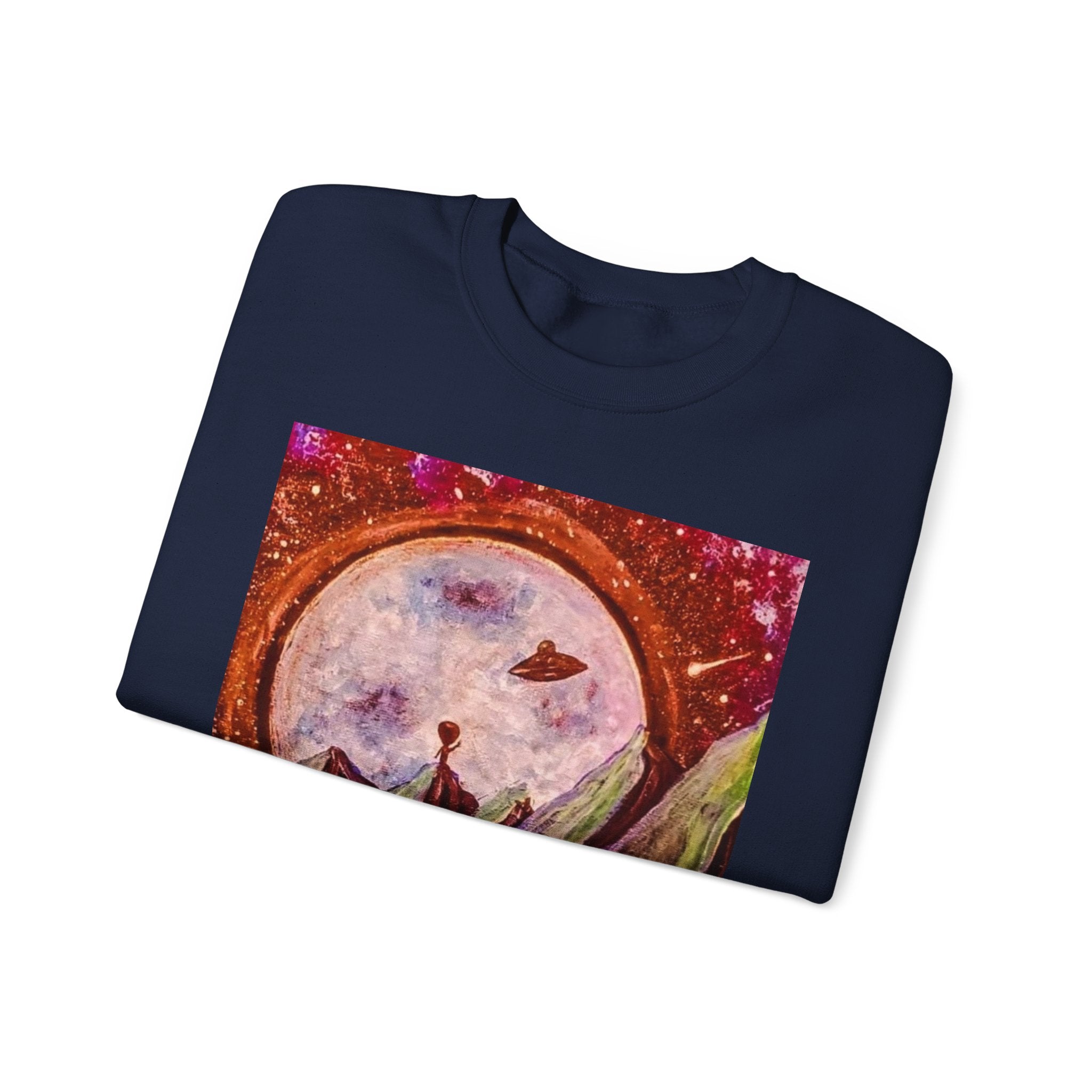 Cosmic Adventure Crewneck Sweatshirt - Unisex Heavy Blend, Galaxy Art, Starry Night Fashion, Space Lover Gift, Cozy Casual Wear