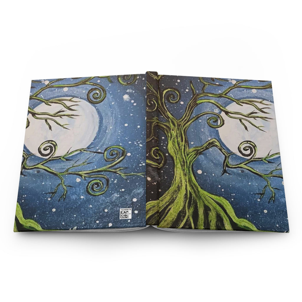 Moonlit Tree Hardcover Journal — Whimsical Night Sky Sketchbook
