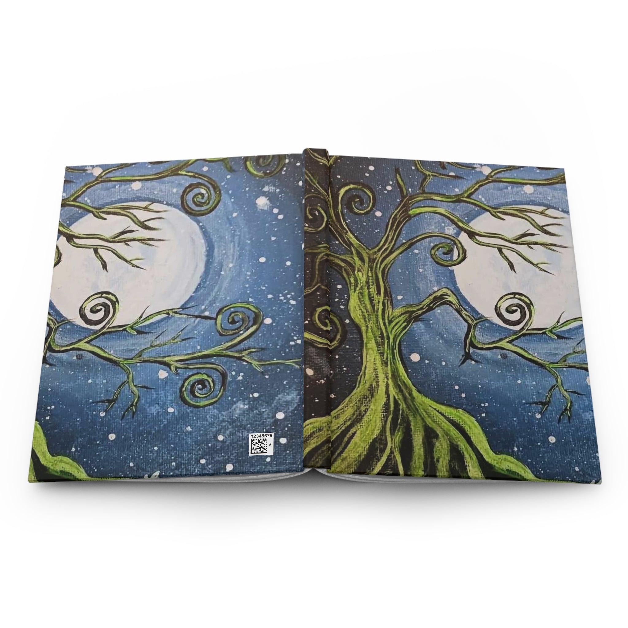 Moonlit Tree Hardcover Journal — Whimsical Night Sky Sketchbook