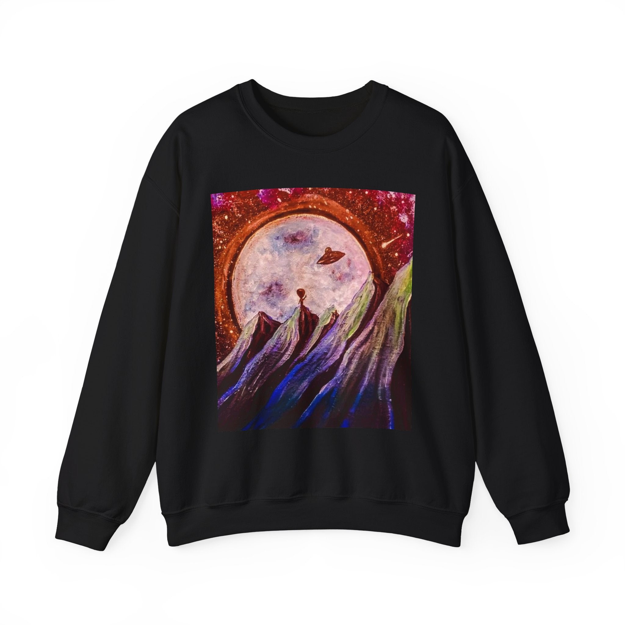 Cosmic Adventure Crewneck Sweatshirt - Unisex Heavy Blend, Galaxy Art, Starry Night Fashion, Space Lover Gift, Cozy Casual Wear