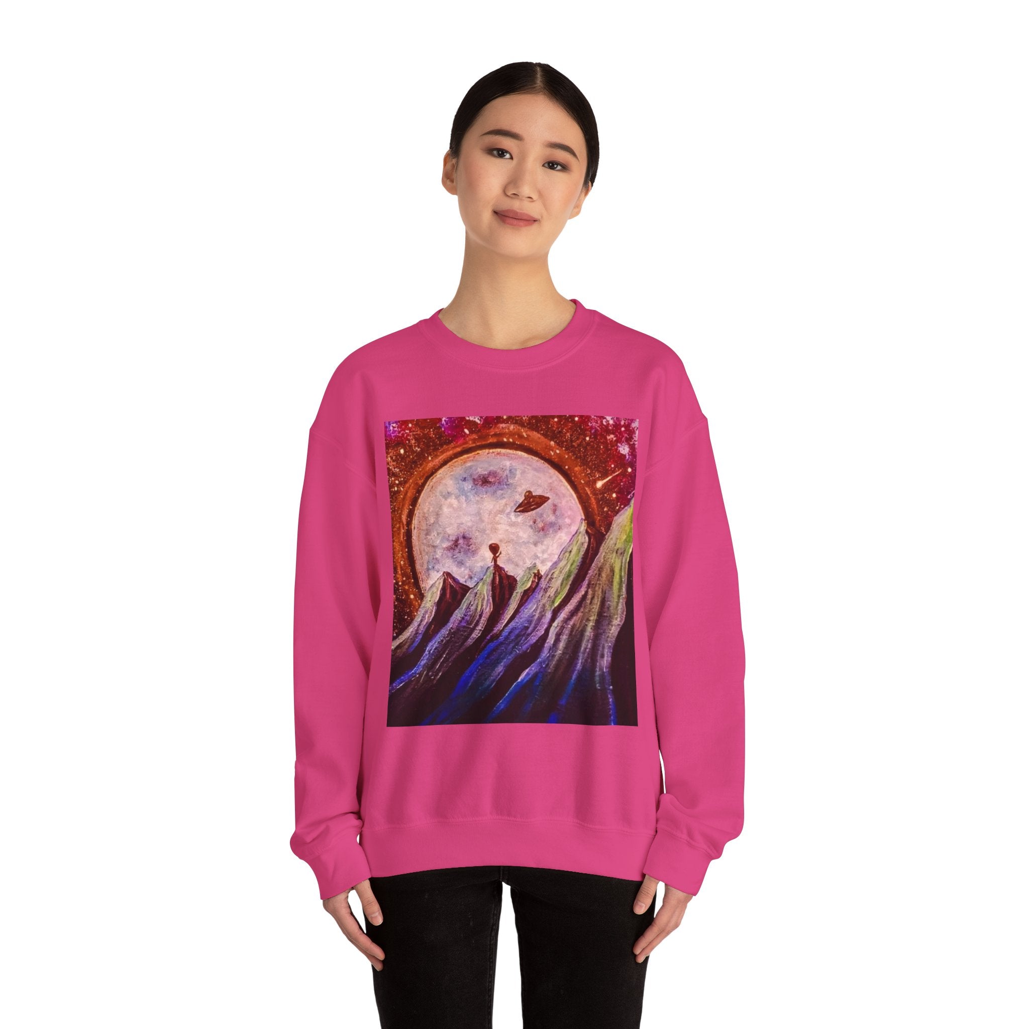 Cosmic Adventure Crewneck Sweatshirt - Unisex Heavy Blend, Galaxy Art, Starry Night Fashion, Space Lover Gift, Cozy Casual Wear