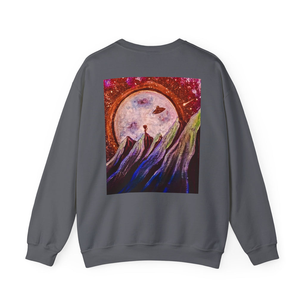 Cosmic Adventure Crewneck Sweatshirt - Unisex Heavy Blend, Galaxy Art, Starry Night Fashion, Space Lover Gift, Cozy Casual Wear