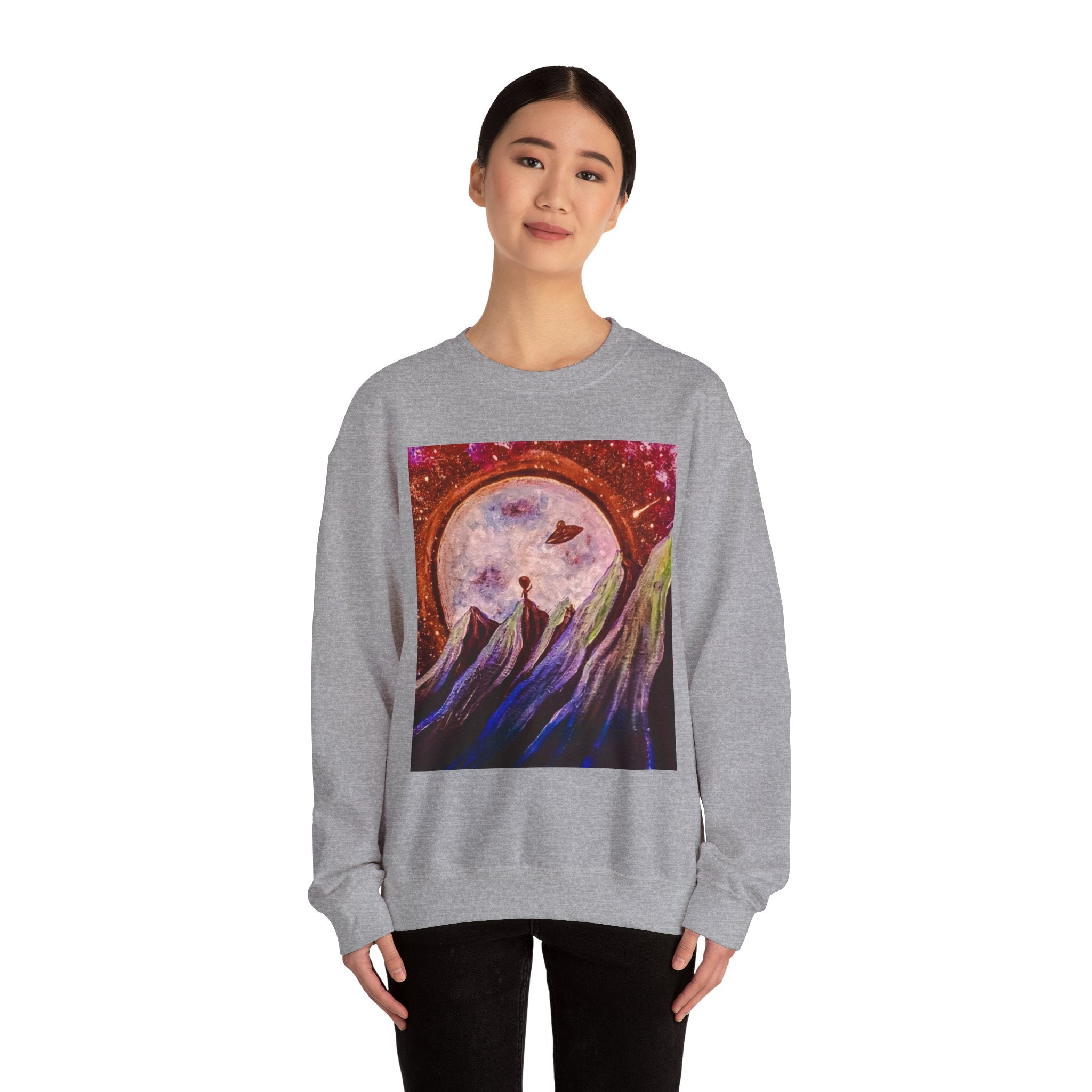 Cosmic Adventure Crewneck Sweatshirt - Unisex Heavy Blend, Galaxy Art, Starry Night Fashion, Space Lover Gift, Cozy Casual Wear