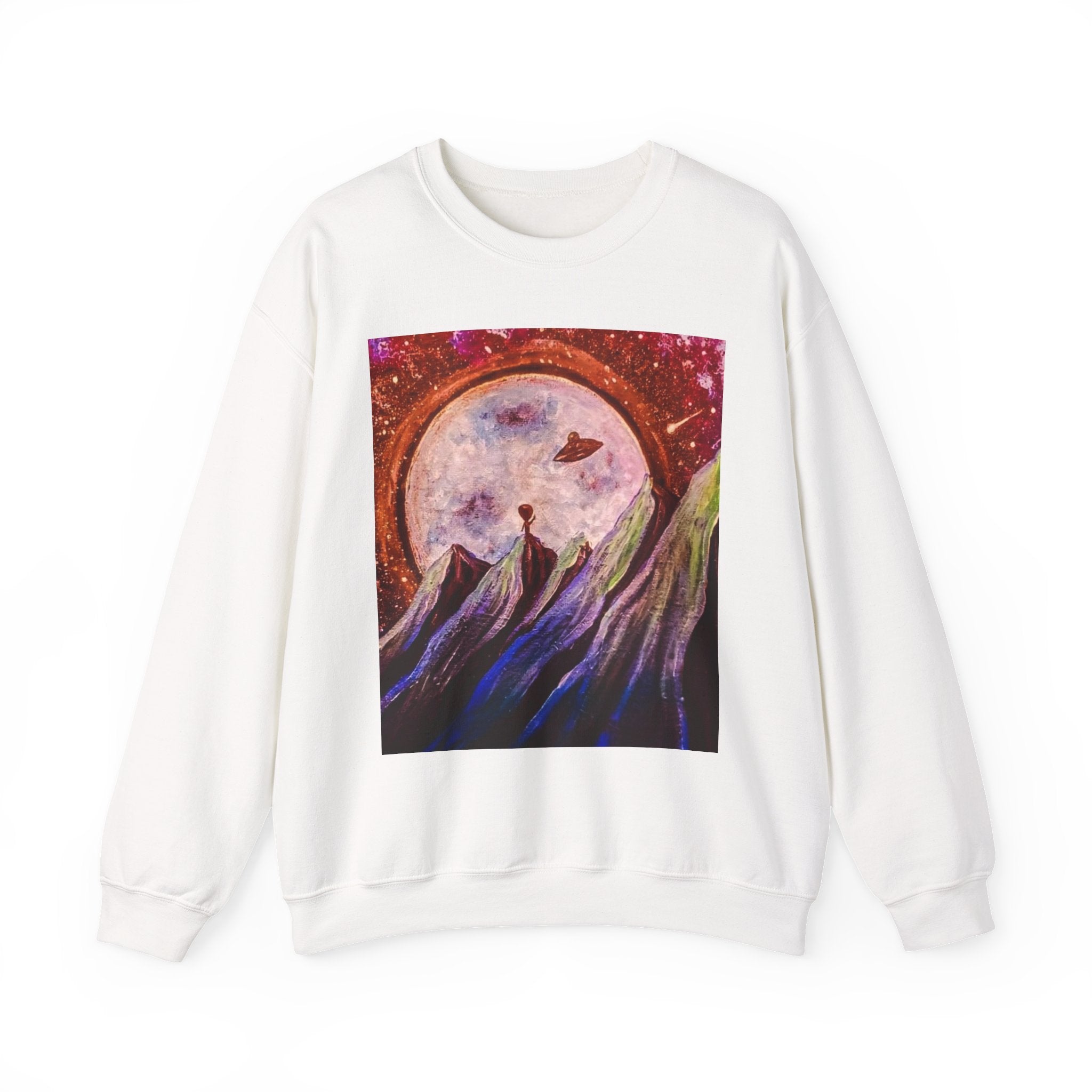Cosmic Adventure Crewneck Sweatshirt - Unisex Heavy Blend, Galaxy Art, Starry Night Fashion, Space Lover Gift, Cozy Casual Wear