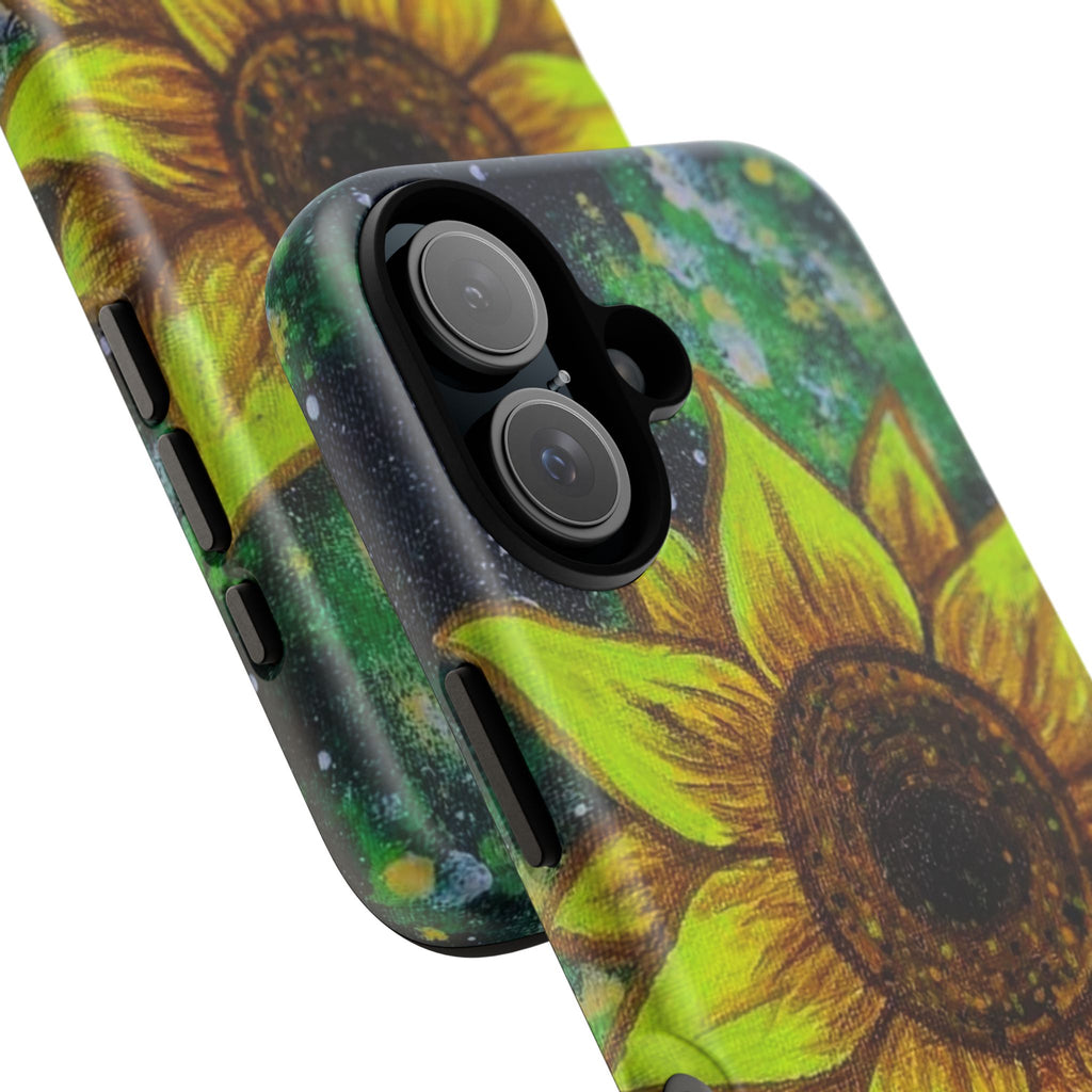 Sunflower Galaxy Phone Case — Bright Floral Protective Tough Case