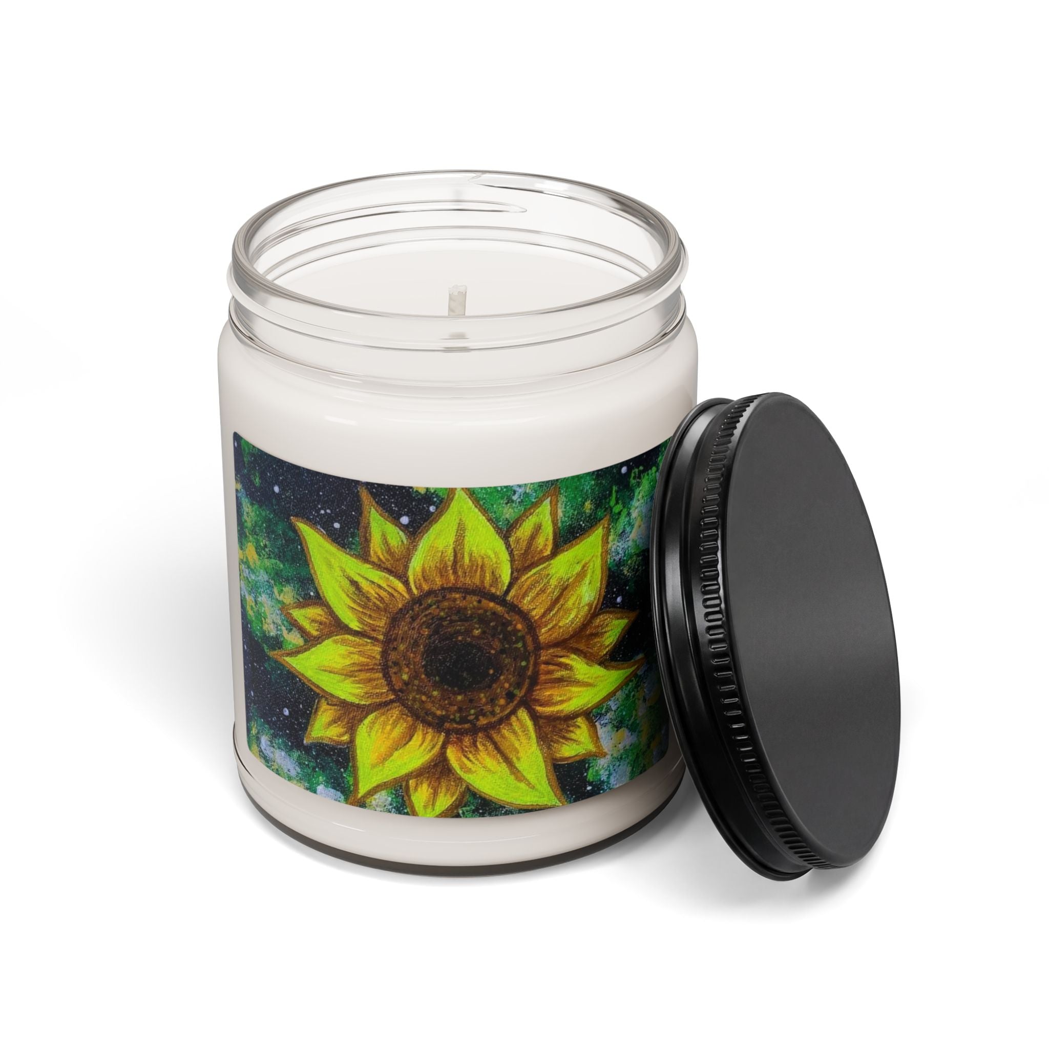 Sunflower Soy Candle — 9oz Scented Jar (Botanical, Uplifting Home Fragrance)
