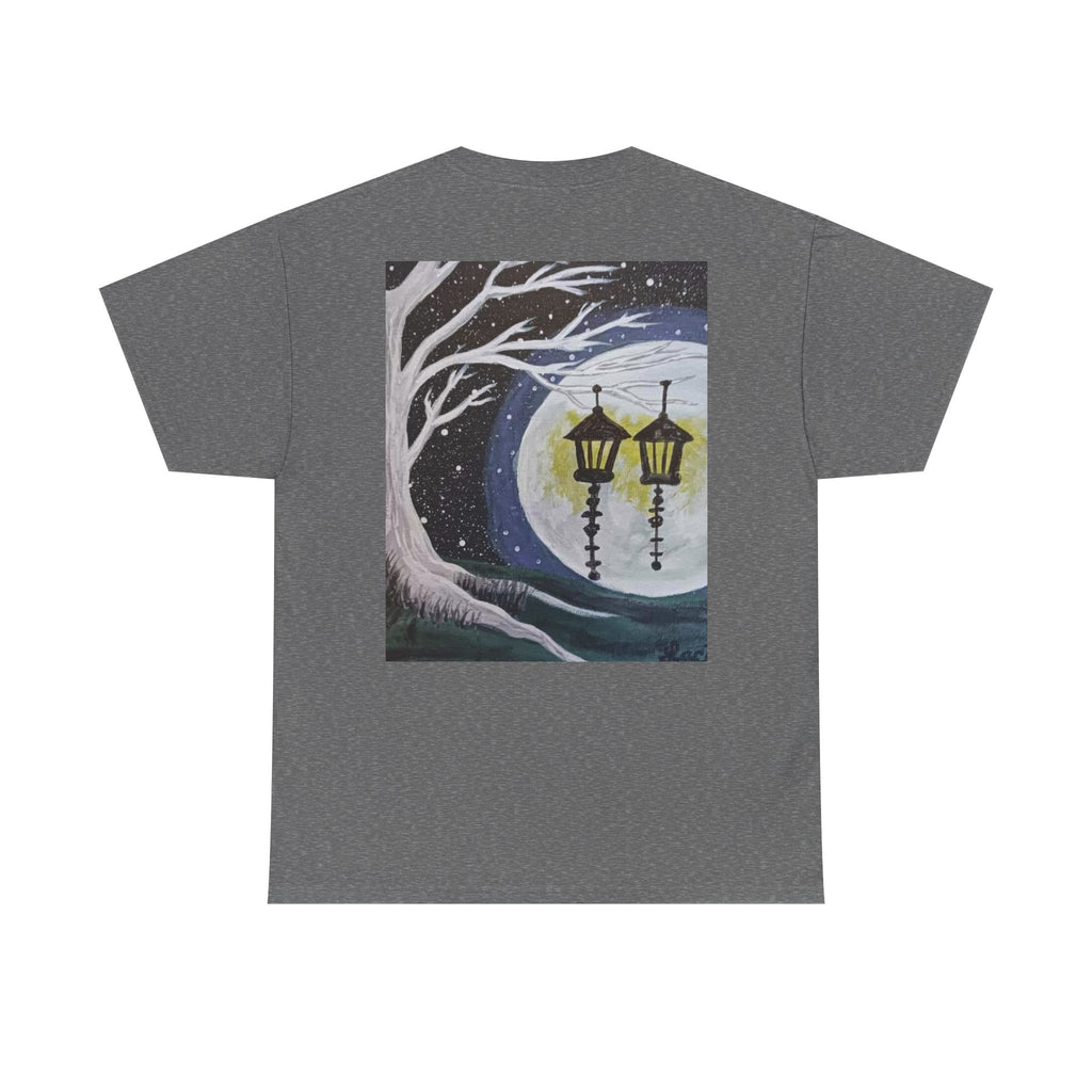 Ethereal Moonlight Tee, Unisex Heavy Cotton Tee, Night Sky Shirt, Nature Lover Apparel, Mystic Tree Top, Gift for Stargazers