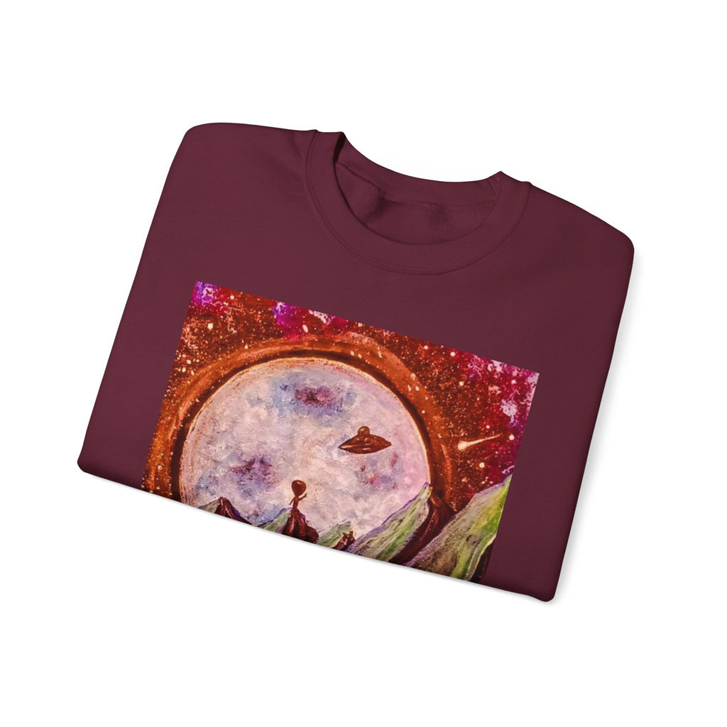 Cosmic Adventure Crewneck Sweatshirt - Unisex Heavy Blend, Galaxy Art, Starry Night Fashion, Space Lover Gift, Cozy Casual Wear