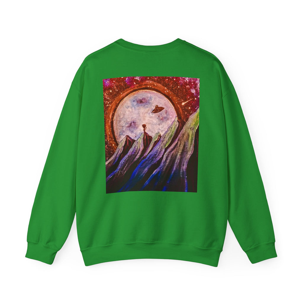 Cosmic Adventure Crewneck Sweatshirt - Unisex Heavy Blend, Galaxy Art, Starry Night Fashion, Space Lover Gift, Cozy Casual Wear