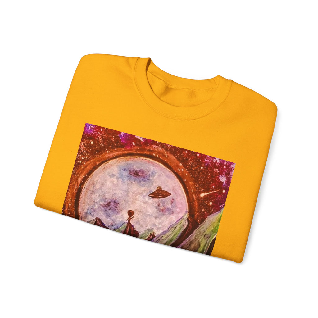 Cosmic Adventure Crewneck Sweatshirt - Unisex Heavy Blend, Galaxy Art, Starry Night Fashion, Space Lover Gift, Cozy Casual Wear
