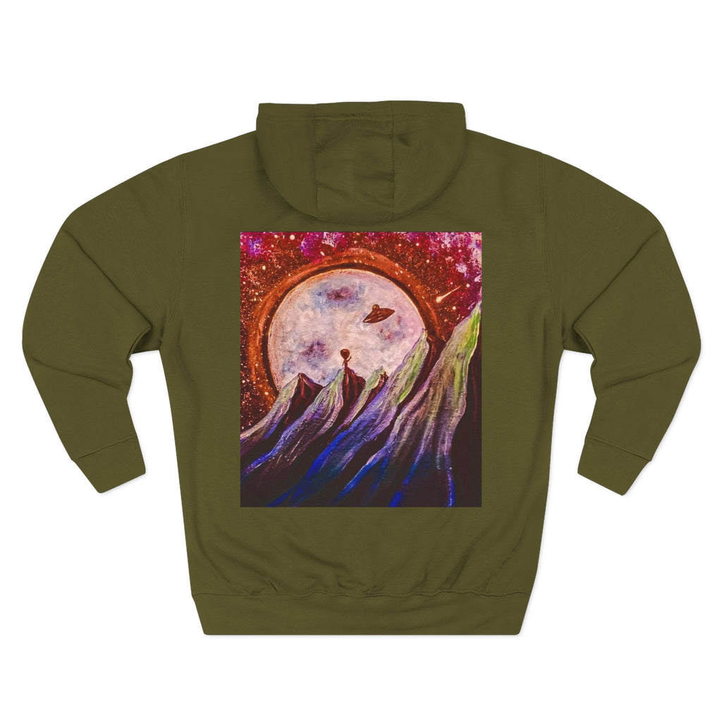 Moonlit Mountain Hoodie — Surreal Nightscape Art Fleece Hoodie