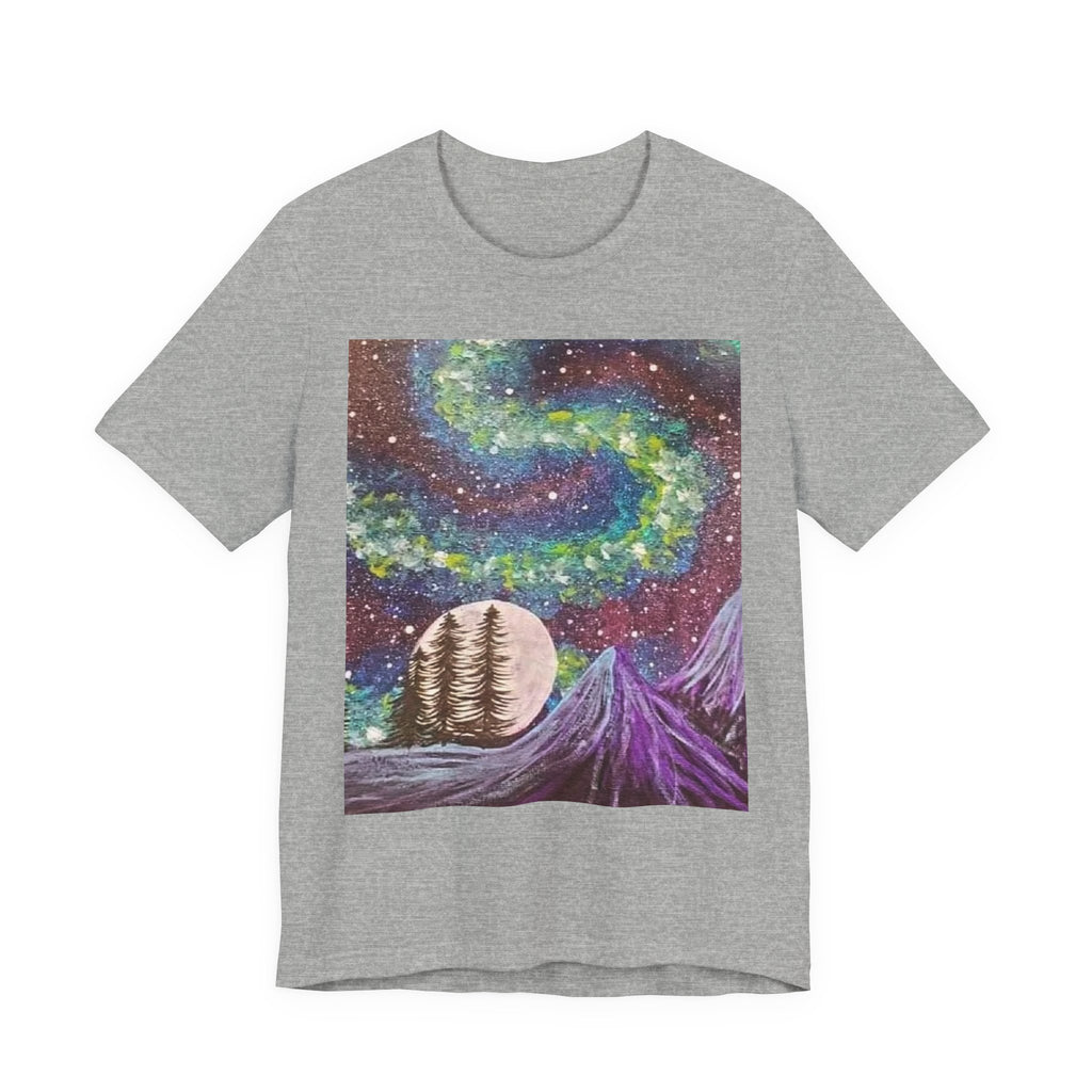 Galactic Landscape Tee, Cosmic Art T-Shirt, Unisex Graphic Shirt, Nature Lover Gift, Starry Night Top