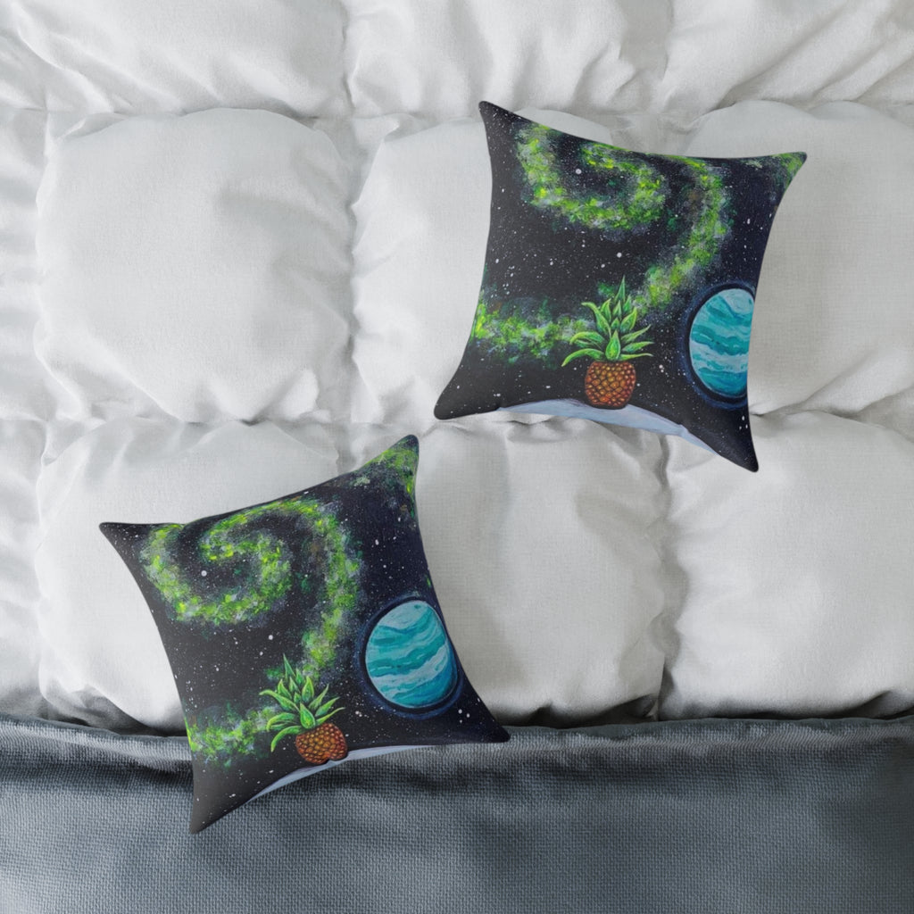 Pineapple Planet Pillow — Spacey Tropical Decorative Throw Pillow