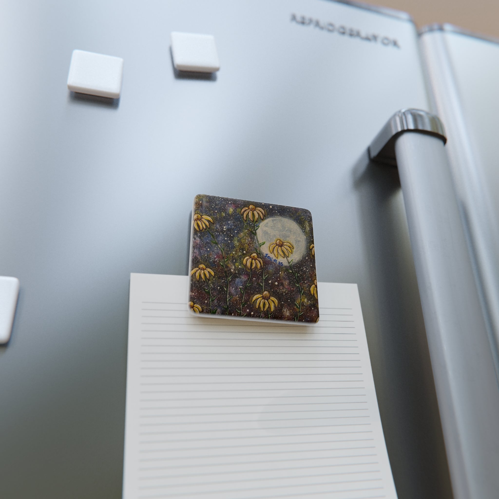 Porcelain Magnet — Moonlit Black-Eyed Susans Floral Art Magnet