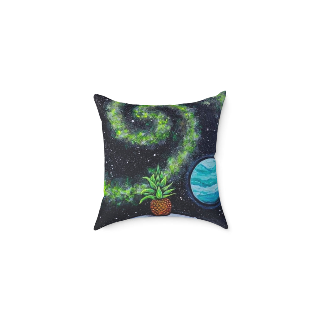 Pineapple Planet Pillow — Spacey Tropical Decorative Throw Pillow