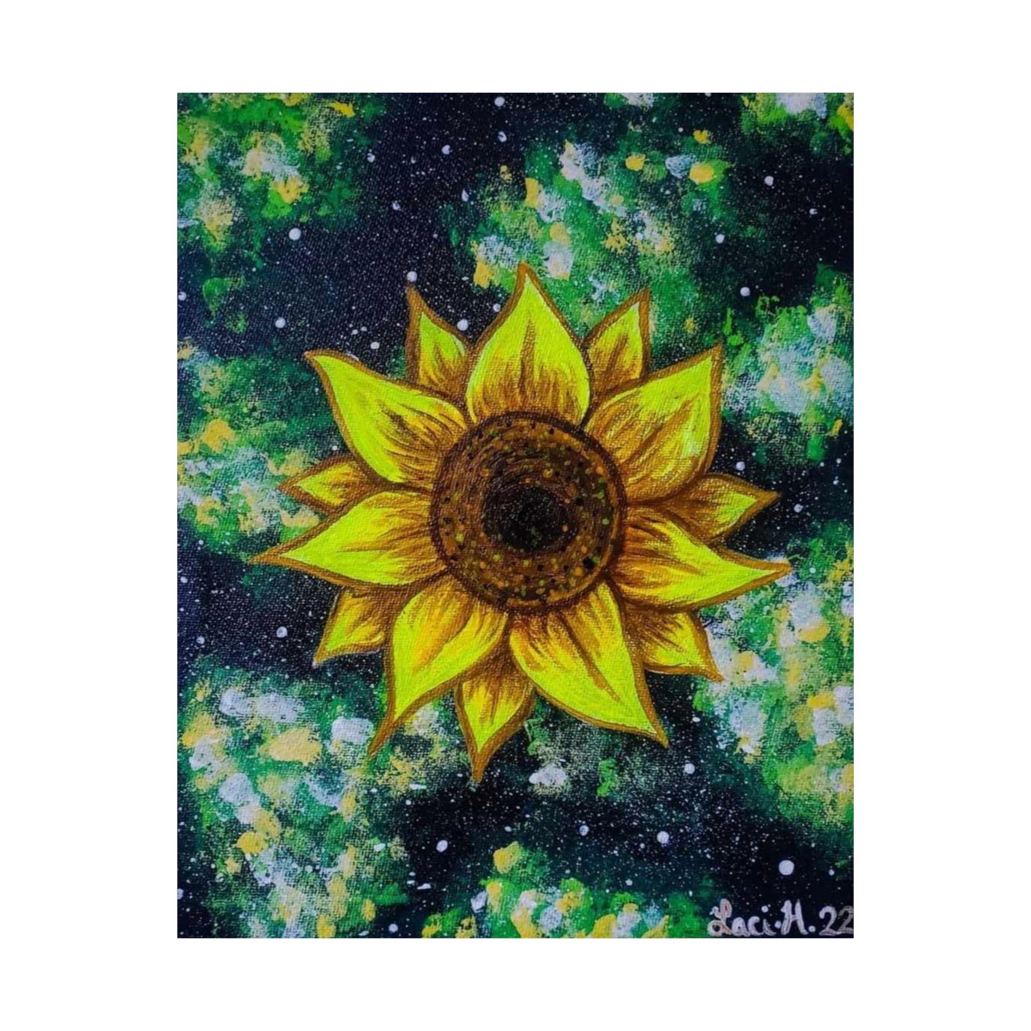 Sunflower Galaxy Poster — Matte Vertical Botanical Wall Art