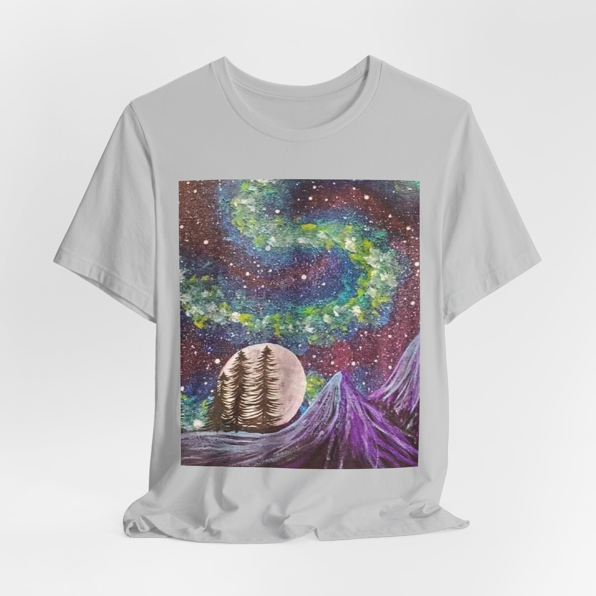 Galactic Landscape Tee, Cosmic Art T-Shirt, Unisex Graphic Shirt, Nature Lover Gift, Starry Night Top