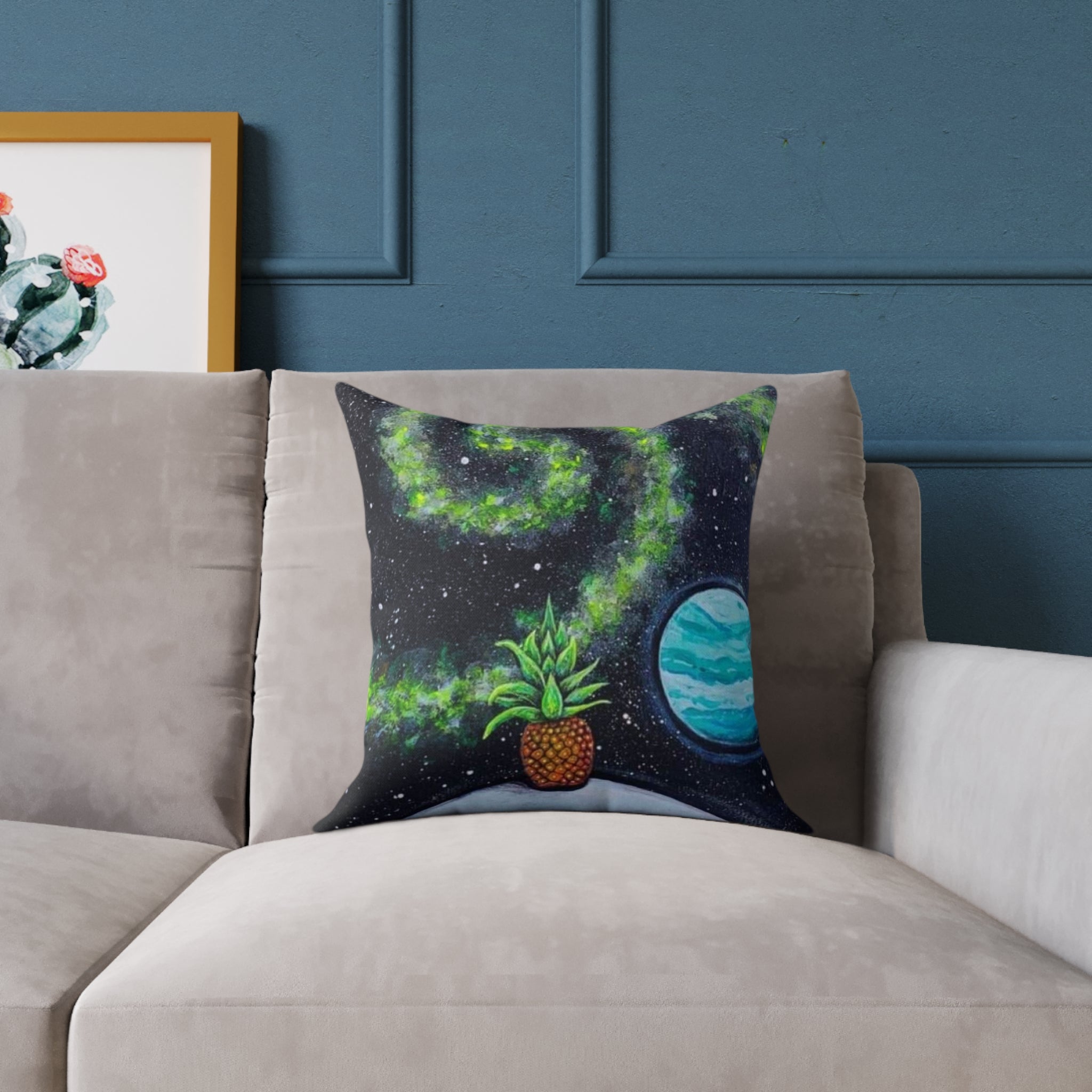 Pineapple Planet Pillow — Spacey Tropical Decorative Throw Pillow