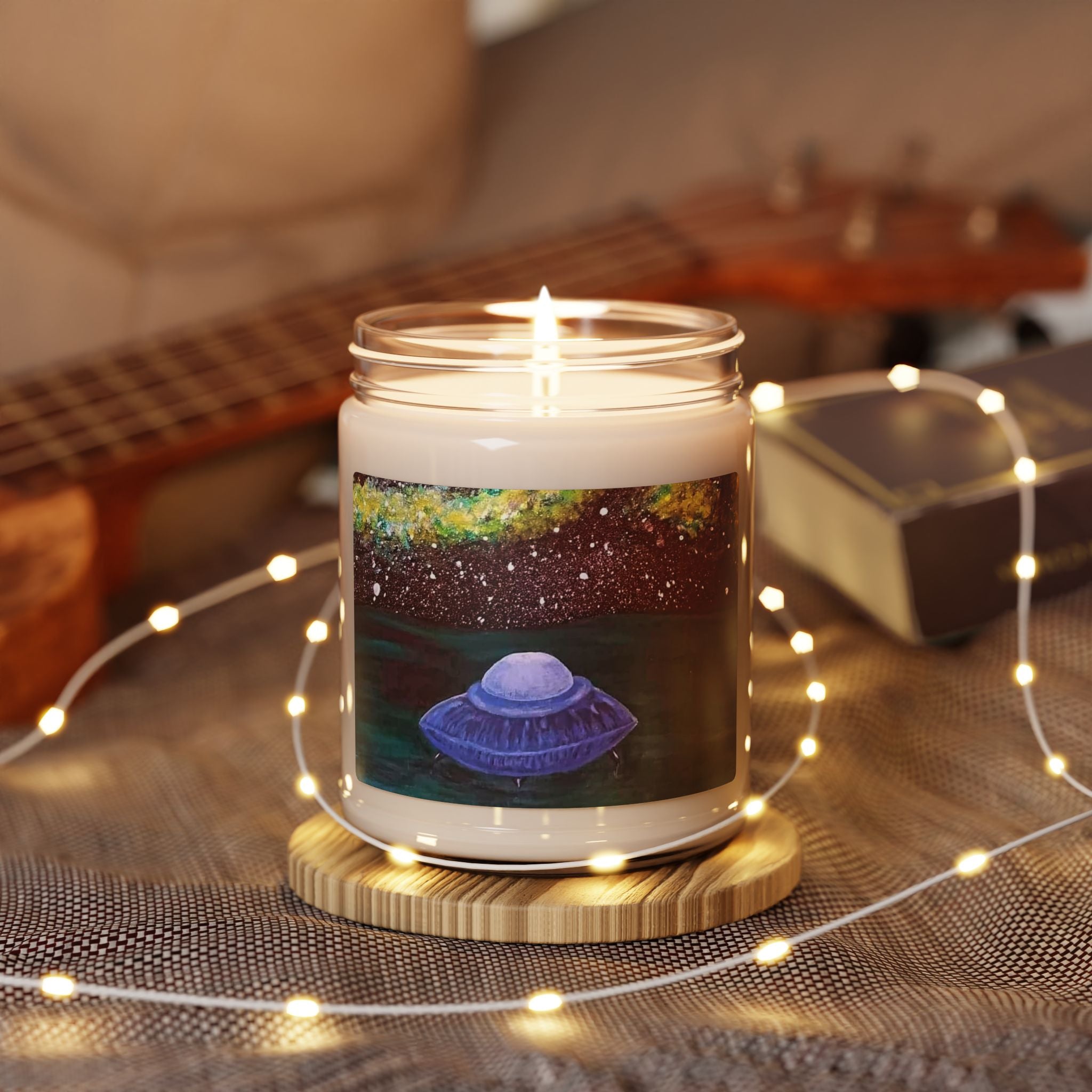 Space UFO Soy Candle — 9oz Scented Jar, Cosmic Night Aromatherapy Gift