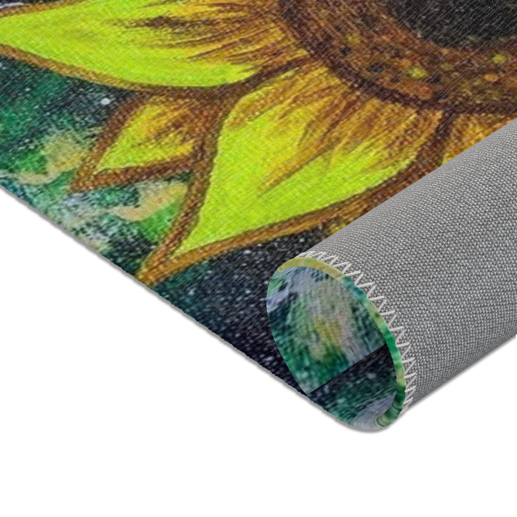 Sunflower Area Rug, Bohemian Home Decor, Floral Rug for Living Room, Summer Vibes, Gift for Garden Lovers