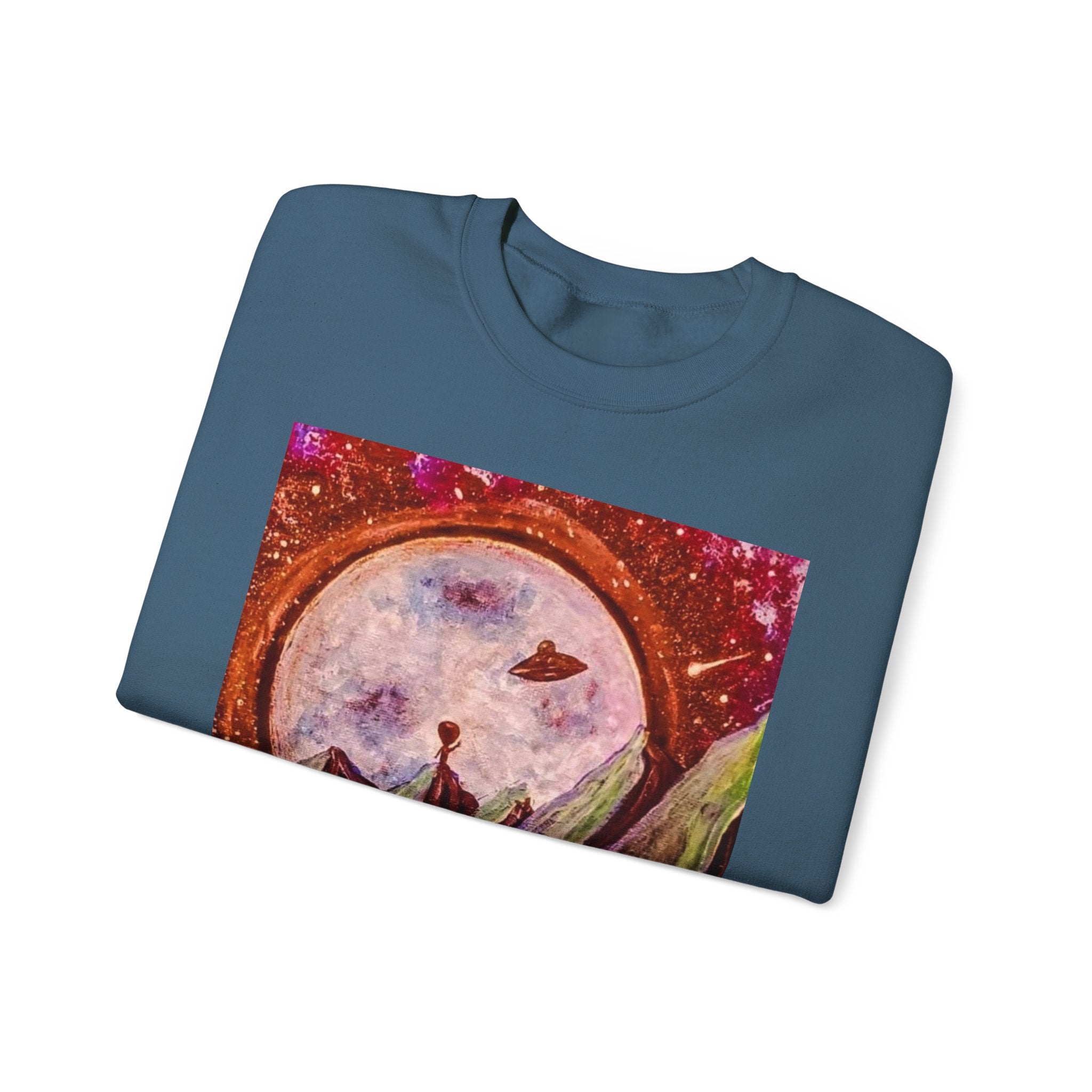 Cosmic Adventure Crewneck Sweatshirt - Unisex Heavy Blend, Galaxy Art, Starry Night Fashion, Space Lover Gift, Cozy Casual Wear