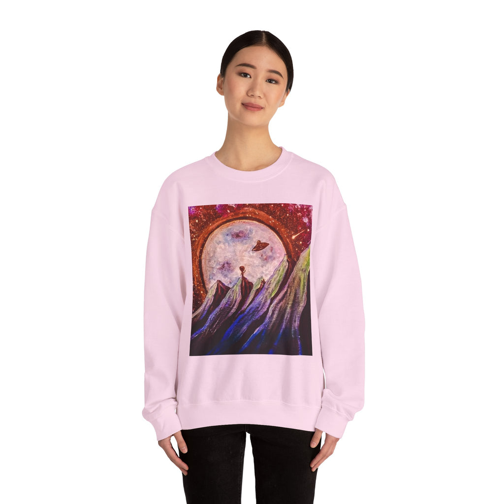 Cosmic Adventure Crewneck Sweatshirt - Unisex Heavy Blend, Galaxy Art, Starry Night Fashion, Space Lover Gift, Cozy Casual Wear