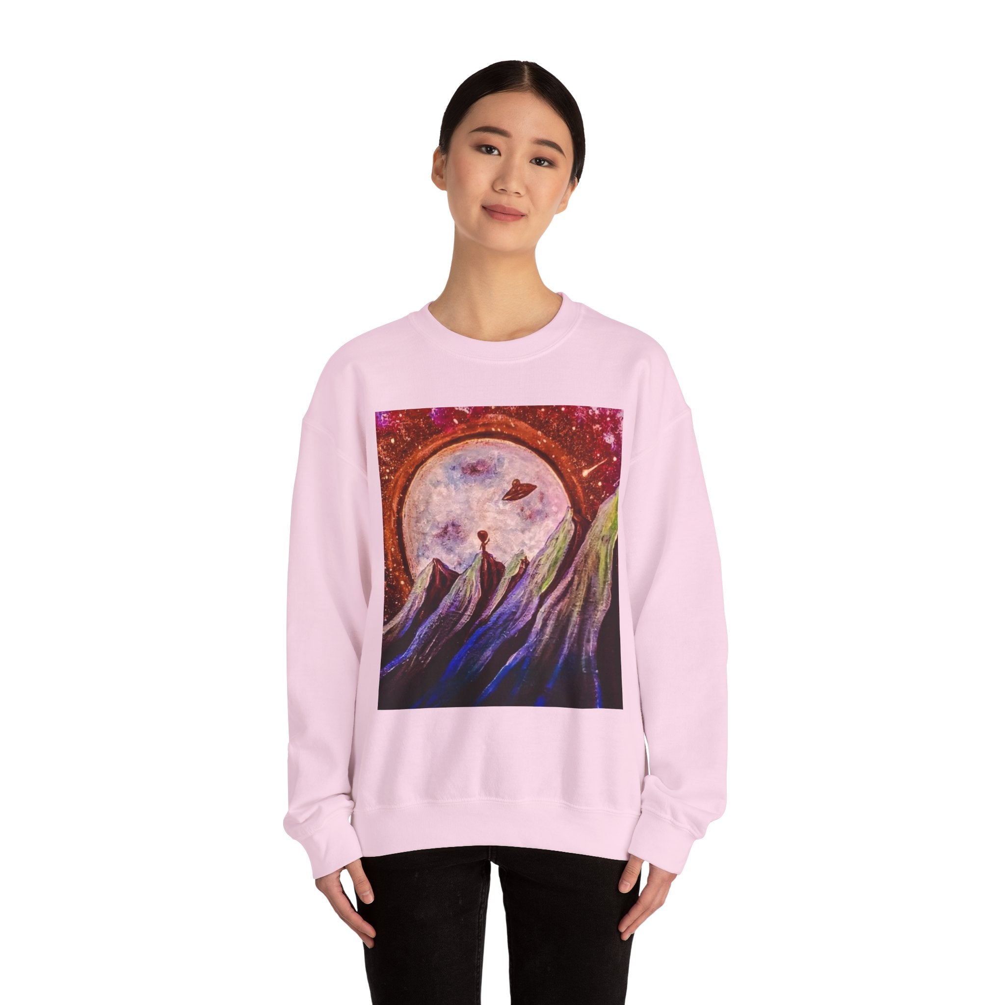 Cosmic Adventure Crewneck Sweatshirt - Unisex Heavy Blend, Galaxy Art, Starry Night Fashion, Space Lover Gift, Cozy Casual Wear