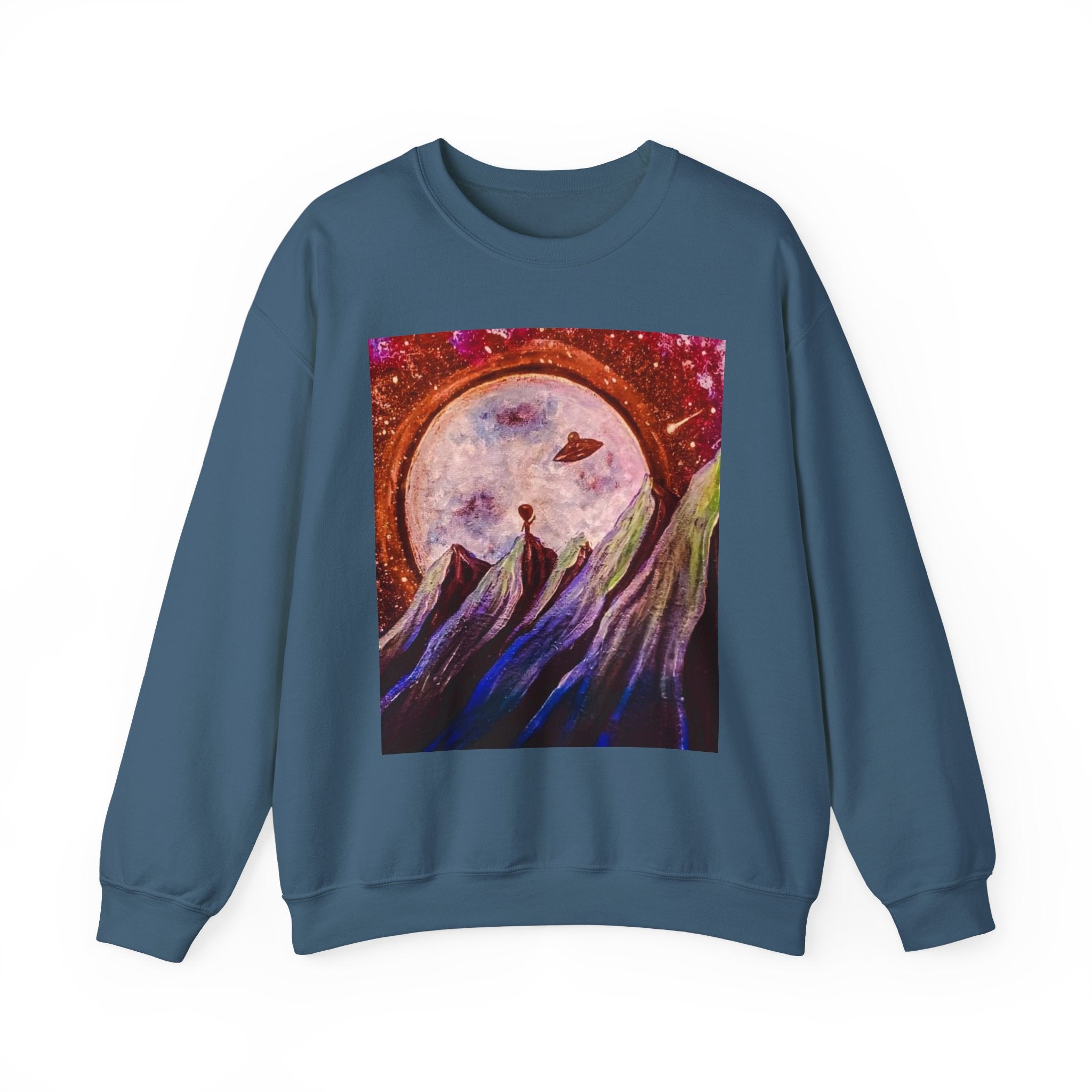 Cosmic Adventure Crewneck Sweatshirt - Unisex Heavy Blend, Galaxy Art, Starry Night Fashion, Space Lover Gift, Cozy Casual Wear