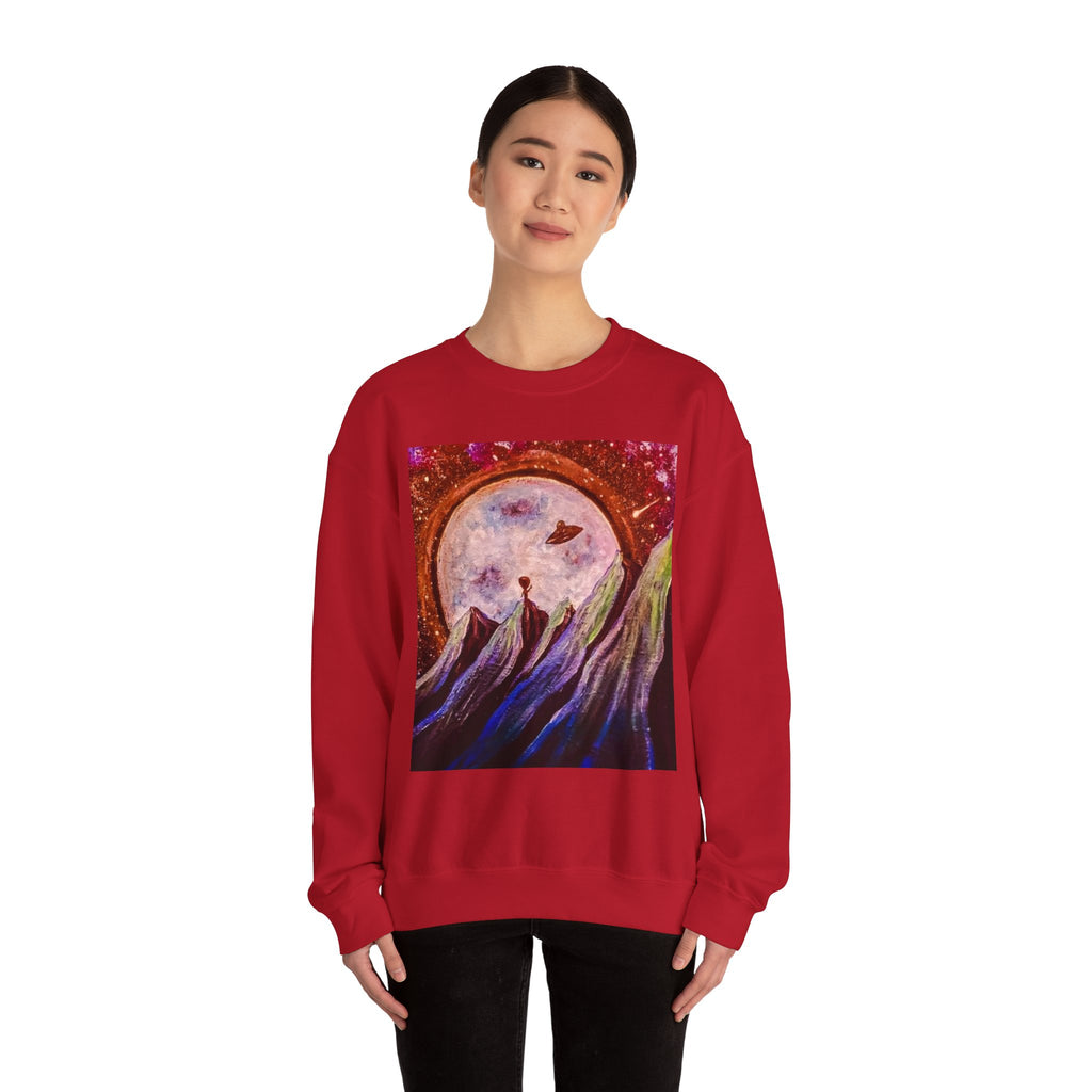 Cosmic Adventure Crewneck Sweatshirt - Unisex Heavy Blend, Galaxy Art, Starry Night Fashion, Space Lover Gift, Cozy Casual Wear