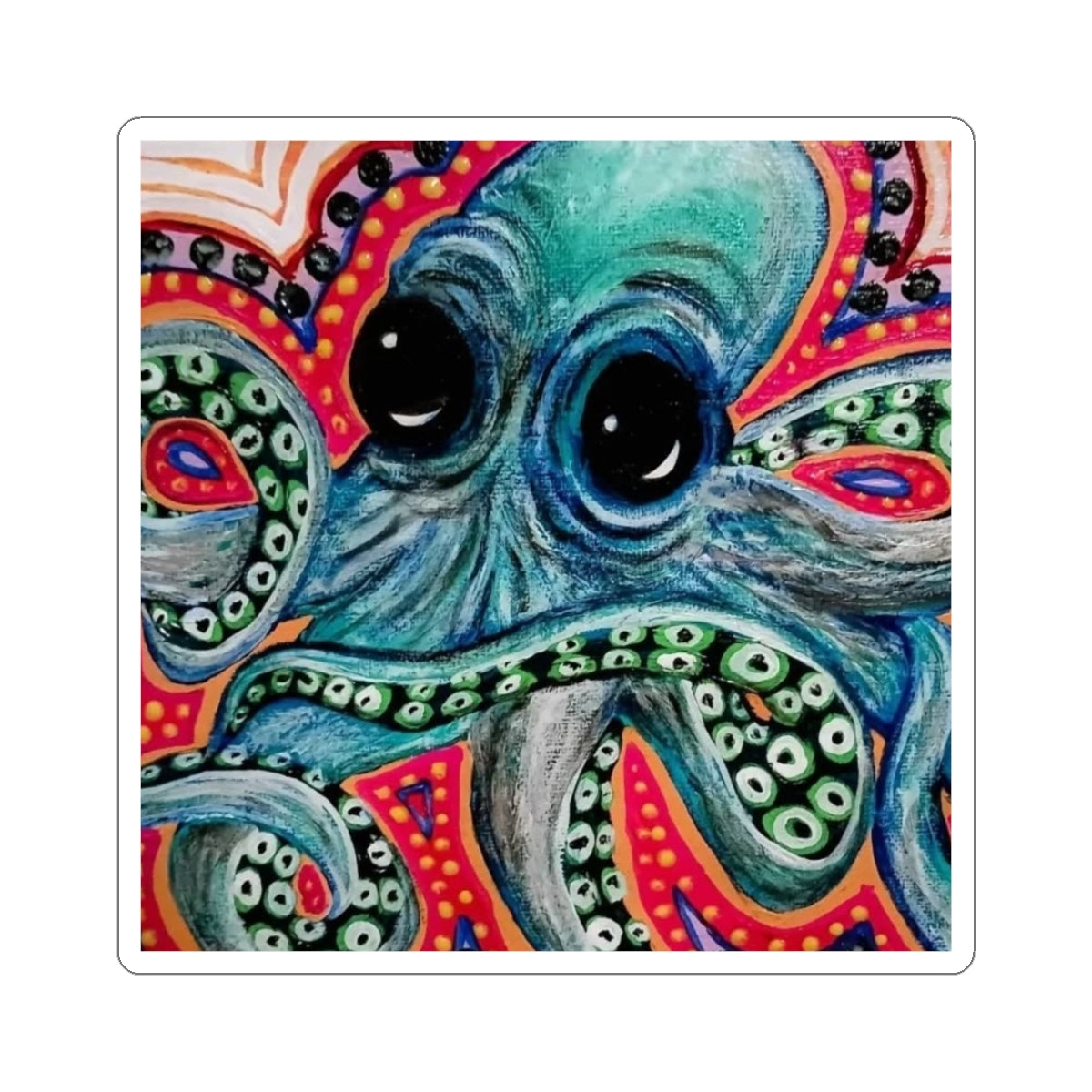 Octopus Art Sticker — Colorful Cute Cephalopod Kiss-Cut Sticker