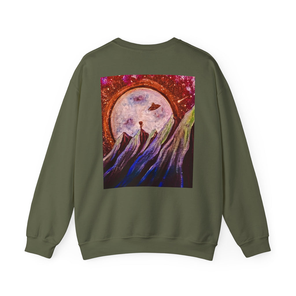 Cosmic Adventure Crewneck Sweatshirt - Unisex Heavy Blend, Galaxy Art, Starry Night Fashion, Space Lover Gift, Cozy Casual Wear