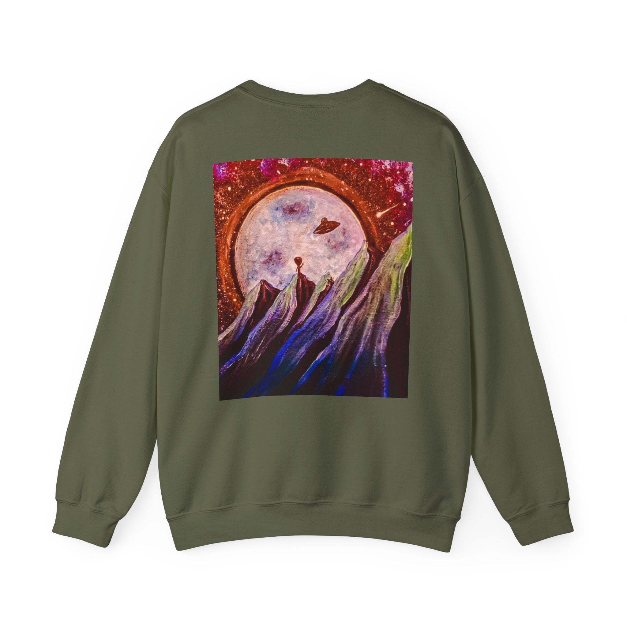 Cosmic Adventure Crewneck Sweatshirt - Unisex Heavy Blend, Galaxy Art, Starry Night Fashion, Space Lover Gift, Cozy Casual Wear