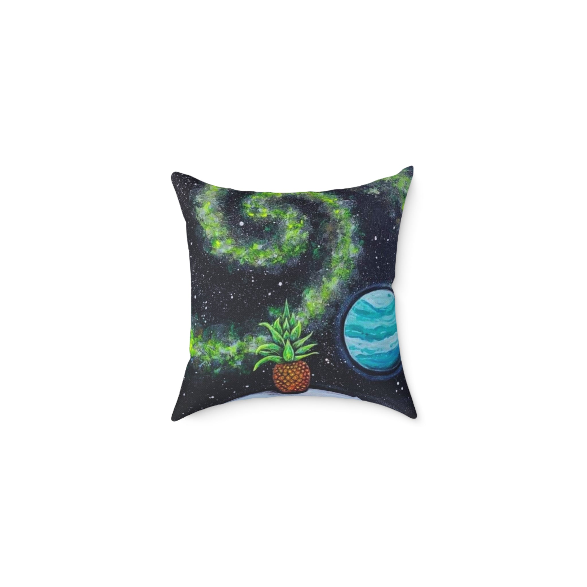 Pineapple Planet Pillow — Spacey Tropical Decorative Throw Pillow