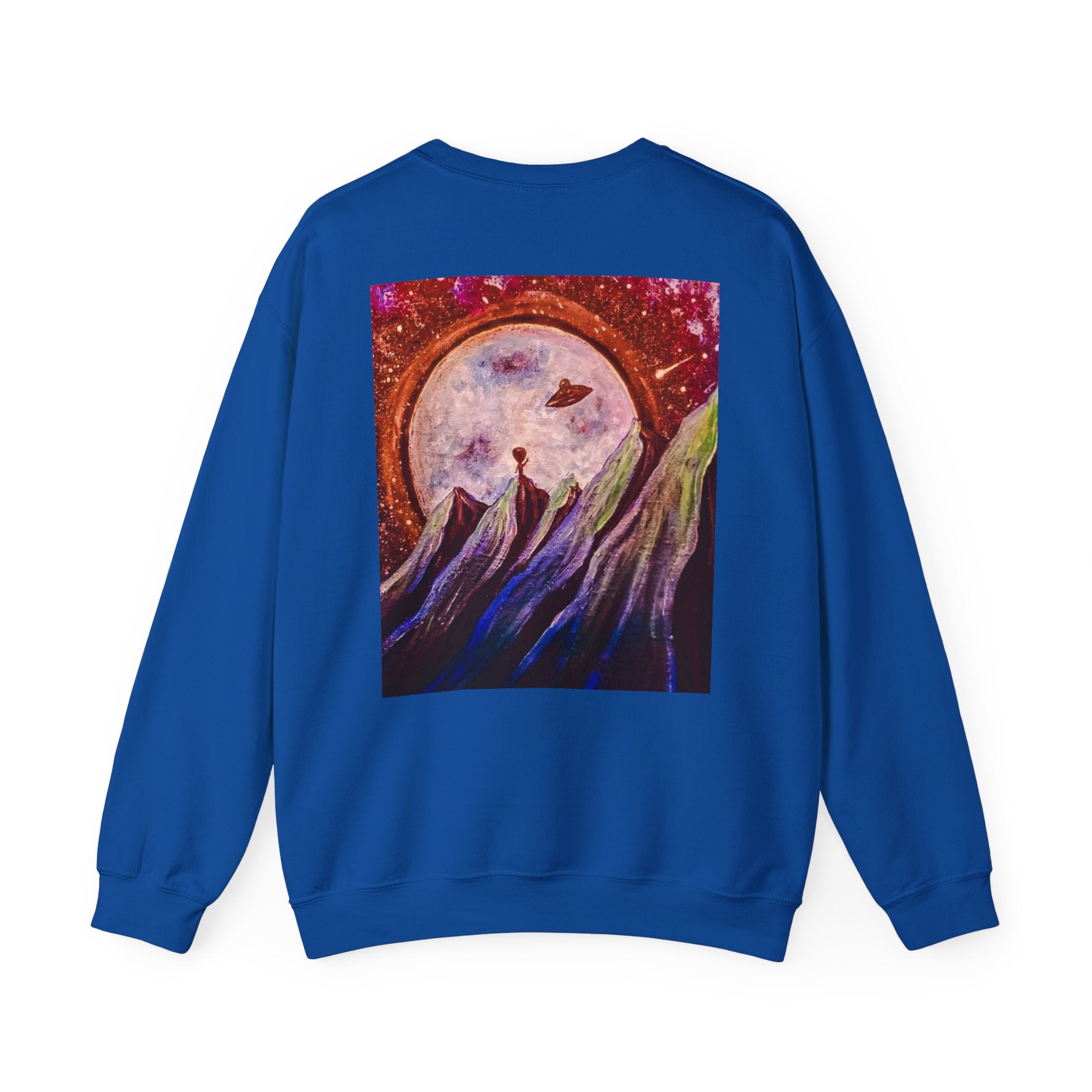 Cosmic Adventure Crewneck Sweatshirt - Unisex Heavy Blend, Galaxy Art, Starry Night Fashion, Space Lover Gift, Cozy Casual Wear