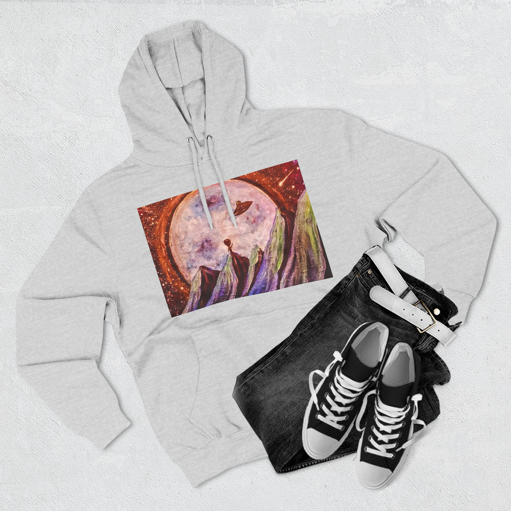 Moonlit Mountain Hoodie — Surreal Nightscape Art Fleece Hoodie