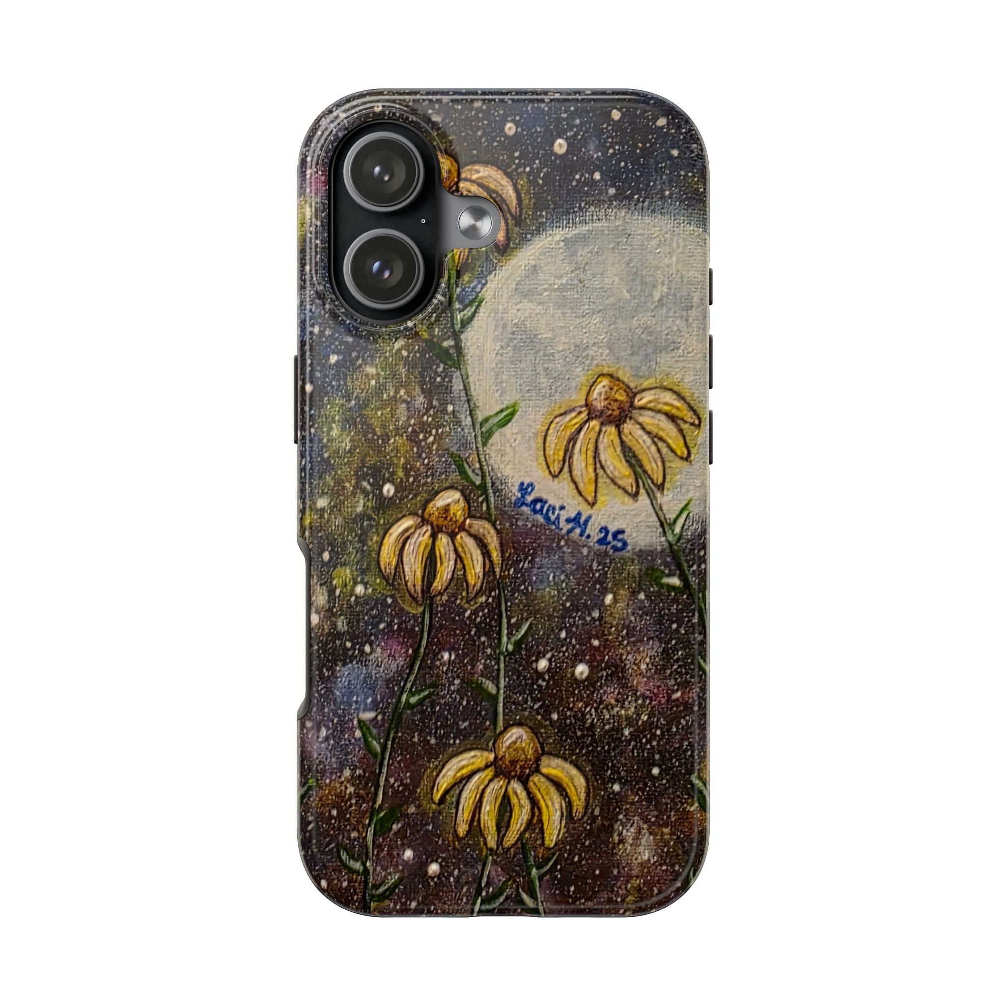 Moonlit Coneflowers Tough Phone Case — Floral Galaxy Protection