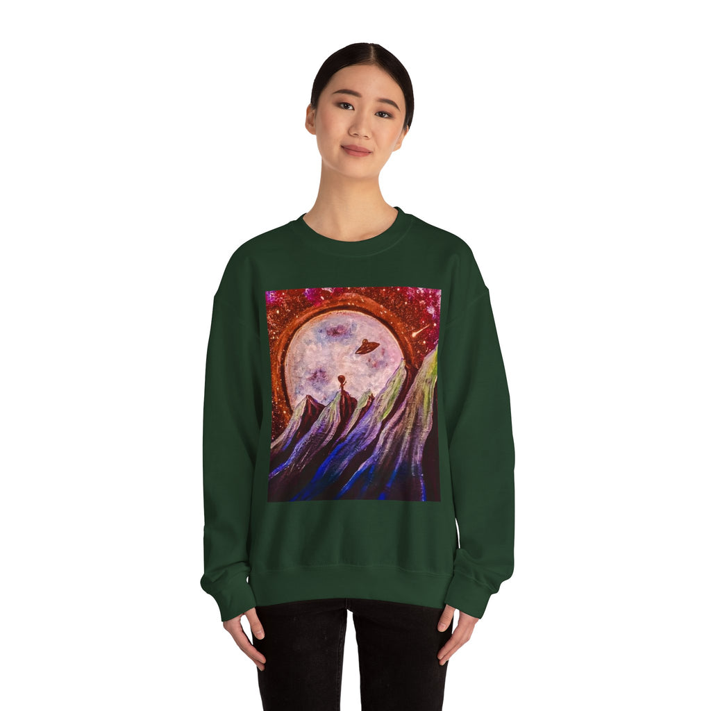 Cosmic Adventure Crewneck Sweatshirt - Unisex Heavy Blend, Galaxy Art, Starry Night Fashion, Space Lover Gift, Cozy Casual Wear