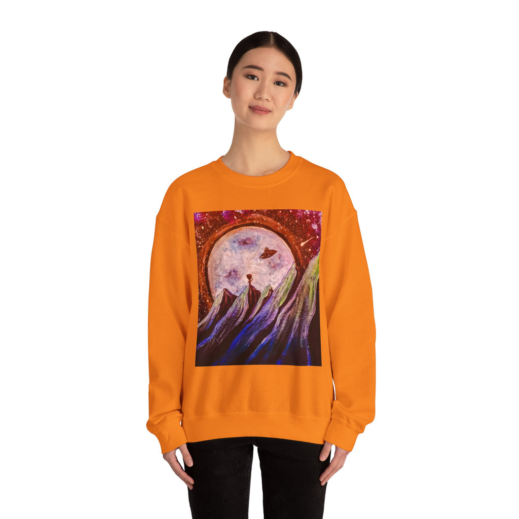Cosmic Adventure Crewneck Sweatshirt - Unisex Heavy Blend, Galaxy Art, Starry Night Fashion, Space Lover Gift, Cozy Casual Wear
