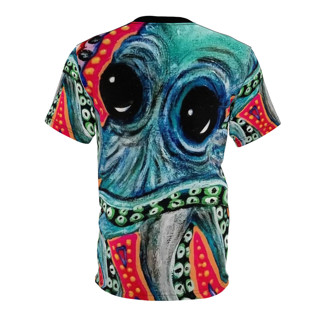 Vibrant Octopus Graphic Tee, Unique Unisex T-Shirt, AOP Print, Ocean Lover Gift, Colorful Beachwear, Fun Art Fashion