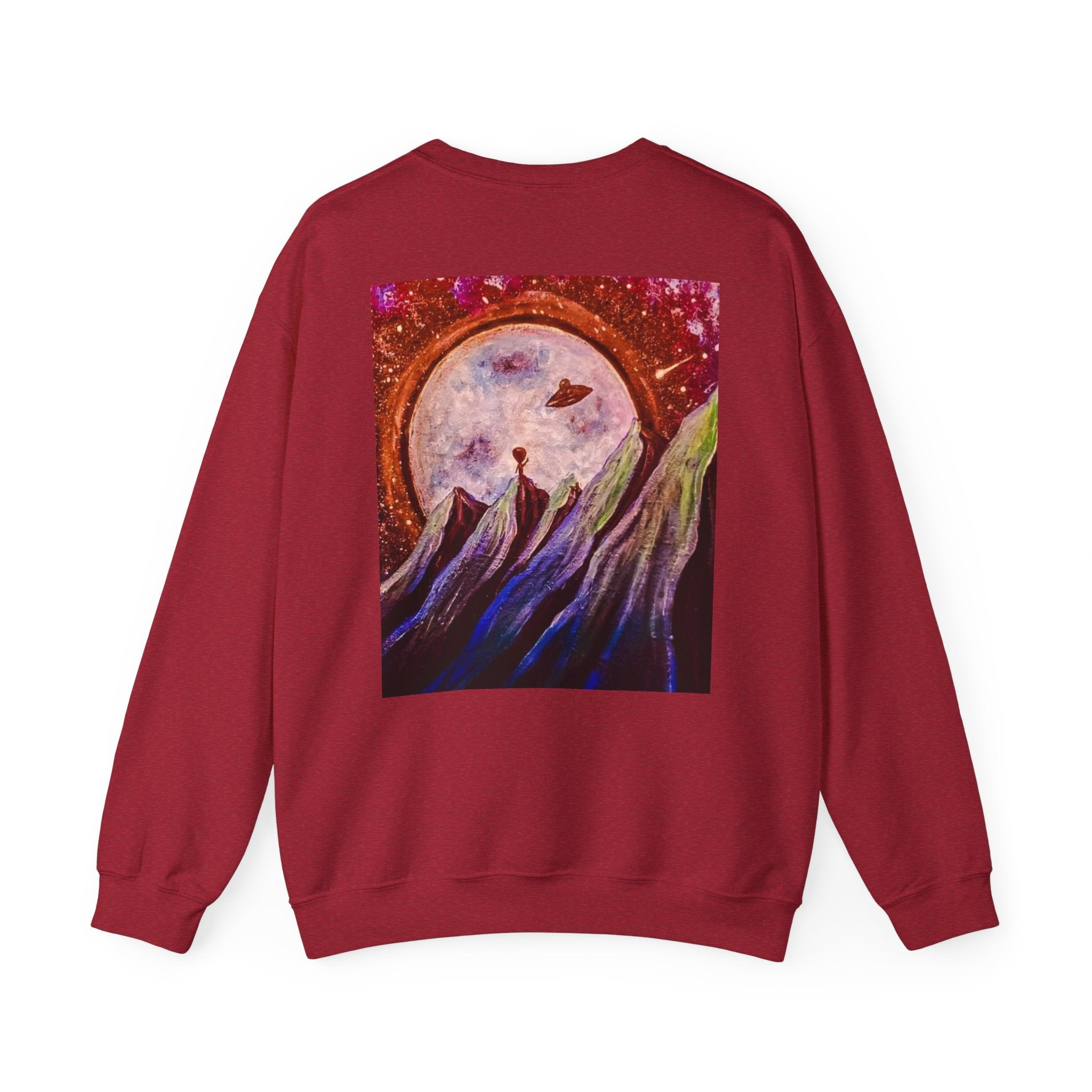 Cosmic Adventure Crewneck Sweatshirt - Unisex Heavy Blend, Galaxy Art, Starry Night Fashion, Space Lover Gift, Cozy Casual Wear