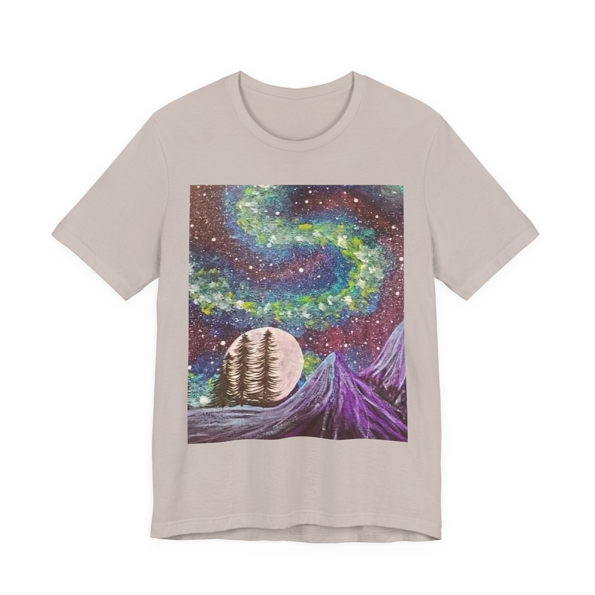 Galactic Landscape Tee, Cosmic Art T-Shirt, Unisex Graphic Shirt, Nature Lover Gift, Starry Night Top